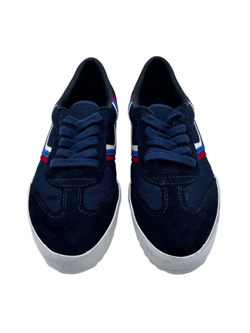 Tory Sport Navy Suede & Fabric Red White Blue Chevron Sneakers Shoes Womens 7 - Picture 6 of 12